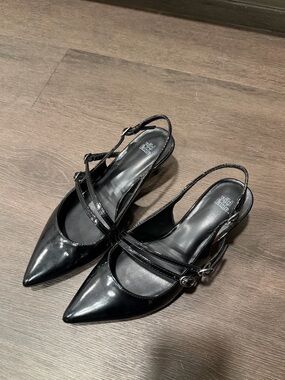wild fable Black Patent Pointed Slingback Heels